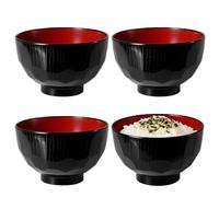 JapanBargain, 4-Pack Soup Bowls Japanese Plastic Bowl for Rice Noodle Poke Cereal Miso Soup Bowl Microwave and Dishwasher Safe, 11-oz, Made in Japan