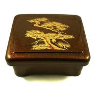 JapanBargain 4121, Japanese Unagi Don Box Bento Box Donburi Poke Container Traditional Japanese Lacquered Lunch Box,Made in Japan, Gold Pine (1, Gold)