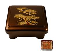 JapanBargain 4121, Japanese Unagi Don Box Bento Box Donburi Poke Container Traditional Japanese Lacquered Lunch Box,Made in Japan, Gold Pine (1, Gold)
