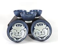 JapanBargain 4692, Set of 5 Japanese Porcelain Bowls Set, Soup Bowls and Rice Bowls, Gift Boxed, Made in Japan, Maneki Neko
