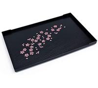 JapanBargain Japanese Lacquered Plastic Serving Trays, Small Tea & Sake Tray, Sushi & Snack Plates, Made in Japan, Sakura Design, 10x6.25 Inch, 10-Pack