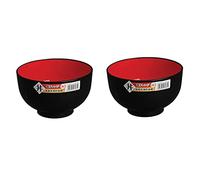 JapanBargain, Set of 2 Japanese Large Ramen Bowls - 38oz Pho, Udon, Noodle, and Cereal Bowls - Black and Red Lacquer Plastic - Microwave & Dishwasher Safe - Made in Japan