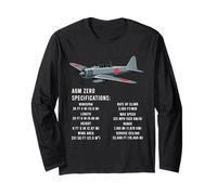 Japanese A6M Zero Specifications Plane WWII Warbird Military Long Sleeve T-Shirt