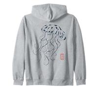 Japanese Aesthetic Asian Vintage Ink Style Jellyfish Zip Hoodie