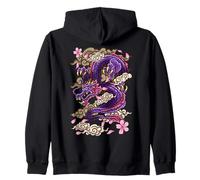 Japanese Aesthetic Dragon Tattoo Cherry Blossom (on back) Zip Hoodie