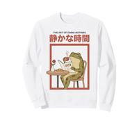 Japanese Aesthetic Frog Coffee The Art Of Doing Nothing Sweatshirt