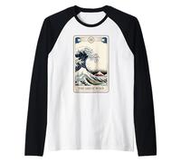 Japanese Aesthetic Tarot Card The Great Wave Off Kanagawa Raglan Baseball Tee