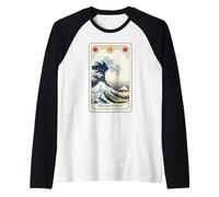 Japanese Aesthetic Tarot Card The Great Wave Off Kanagawa Raglan Baseball Tee
