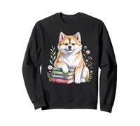 Japanese Akita Inu Bookworm Flowers Book Reading Books Sweatshirt