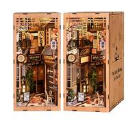 Japanese Alley Waiting for The Cat Book Nook Kit DIY Wooden Miniature Shelf Insert & Bookend 3D Puzzle Birthday Gift Color5