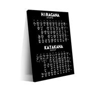 Japanese Alphabet Learning Chart - Hiragana And Katakana Stroke Learning Poster (2) Wall Art Canvas Print - Office, Bedroom, Living Room Aesthetic Decor - 16x24inch (40x60cm) Frame-style
