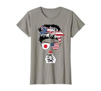 Japanese American Coffee Mom Girl Sister Aunt Japan USA Flag T-Shirt