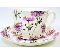 Japanese Anemone Breakfast Cup & Saucer Fine Bone China Large Anemone Cup & Saucer Hand Decorated in The U.K. Free UK Delivery