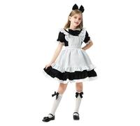 Japanese Anime 5Pcs Lolita French Maid Apron Fancy Dress Cosplay Costume Headwear Socks Set