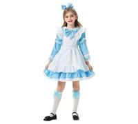 Japanese Anime 5Pcs Lolita French Maid Apron Fancy Dress Cosplay Costume Headwear Socks Set