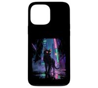 Japanese Anime Cat in Rainy Futuristic City at Night Case for iPhone 13 Pro Max