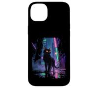 Japanese Anime Cat in Rainy Futuristic City at Night Case for iPhone 14 Plus