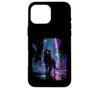 Japanese Anime Cat in Rainy Futuristic City at Night Case for iPhone 16 Pro Max