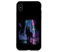 Japanese Anime Cat in Rainy Futuristic City at Night Case for iPhone XS Max