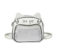 Japanese Anime Cats Itabag PU Backpack for Women and Teen Girls Pin Display Clear Crossbody Bag with Adjustable Straps