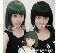 Japanese Anime Cosplay Thousand and Thousands to find a Game Black Straight Hair Fiber Wave Head Cover Wholesale Cosplay Anime Wig Coser