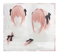 Japanese Anime Fate/Apocrypha Astolfo Cosplay Wigs Halloween Party Stage Long Pink Hair Bows Fate/Apocrypha Astolfo wigs+wig cap