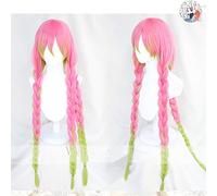 Japanese Anime : Kimetsu no Yaiba women Kanroji Mitsuri Cosplay Wig Colorful Hair Braids Hair Costumes With Wig Cap