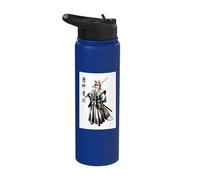 Japanese Anime Manga Style Martial Arts Sumi-e Samurai Fox Stainless Steel Insulated Water Bottle
