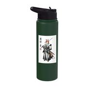Japanese Anime Manga Style Martial Arts Sumi-e Samurai Fox Stainless Steel Insulated Water Bottle