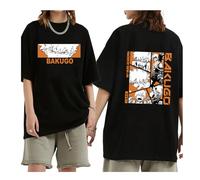 Japanese Anime My Hero Academia T-shirt Boku No Hero Academia Summer Short Sleeve Black Loose T-shirt Manga Graphic Tops (XXS,color 01)