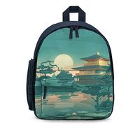 Japanese Anime Palace Moon Lotus Pond Travel Backpack 13" Laptop Backpack Work Bag Daypack Blue-style