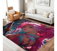 Japanese Anime Rugs Living Room, Extra Large Rug With Beautiful Girl Samurai Patterned, Low Pile Rug Non Slip, Washable, Area Rugs for Living Room, Home Decor Floor Carpets 240 x 340 cm, FD3203