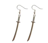 Japanese Anime Samurai Sword Earrings Set Katana Japan Gift Earring Accessory Silver Jewellery Medieval Dynasty Asia Asian Women's Replica