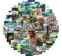 Japanese Anime Scenery Stickers 62pcs Beautiful Cute Natural Scenery Decal for Water Bottle Laptop Luggage Car Skateboard Computer Notebook Helmet Bike,Vinyl Cartoon Stickers for Teens Kids Giris