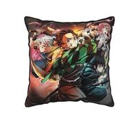 Japanese Anime Tanjirou,Nezuko and Nine Hashira Graphic Double Side Print Velvet Throw Pillow Covers,40丨45丨50cm Square Cushion Pillow Sham Cover,No Pillow Inside