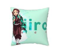 Japanese Anime Tanjirou,Nezuko and Nine Hashira Graphic Double Side Print Velvet Throw Pillow Covers,40丨45丨50cm Square Cushion Pillow Sham Cover,No Pillow Inside