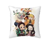 Japanese Anime Tanjirou,Nezuko and Nine Hashira Graphic Double Side Print Velvet Throw Pillow Covers,40丨45丨50cm Square Cushion Pillow Sham Cover,No Pillow Inside