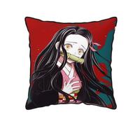 Japanese Anime Tanjirou,Nezuko and Nine Hashira Graphic Double Side Print Velvet Throw Pillow Covers,40丨45丨50cm Square Cushion Pillow Sham Cover,No Pillow Inside