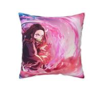 Japanese Anime Tanjirou,Nezuko and Nine Hashira Graphic Double Side Print Velvet Throw Pillow Covers,40丨45丨50cm Square Cushion Pillow Sham Cover,No Pillow Inside