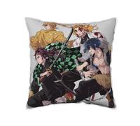 Japanese Anime Tanjirou,Nezuko and Nine Hashira Graphic Double Side Print Velvet Throw Pillow Covers,40丨45丨50cm Square Cushion Pillow Sham Cover,No Pillow Inside