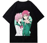 Japanese Anime The Disastrous Life of Saiki K T Shirt Men Summer Crewneck Short Sleeve Hip Hop Graphic Print Tops Black S