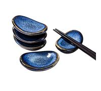 Japanese Antique Chopstick Rest Blue Ceramic Chopsticks Holder Set of 5