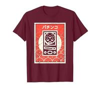 Japanese Arcade Game Pachinko T-Shirt, Men, Burgundy, 3X-Large