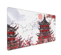 Japanese Architecture Desk Mat (900x400x2mm) | Heat-Resistant Rubber Base with Locked Stitching