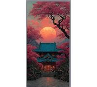 Japanese Architecture Diamond Painting Landscape Diamond Art Kits Adults Beginners DIY 5D Round Drill Crystal Art Rhinestone Gem Dots Embroidery Paintings Crafts Kits, Home Wall Decor 30x60cm gb39-f1