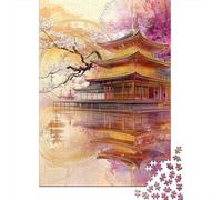 Japanese Architecture Jigsaw Puzzle for Adults 1000 Piece Paper Puzzle Spring Cherry Blossom Puzzle Game for Family Home Decor 70x50cm/1000pcs