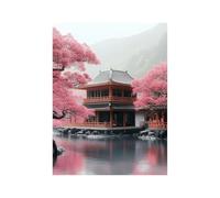 Japanese Architecture Paint by Numbers for Adults Cherry Blossoms Canvas for Painting by Numbers for Adults 24x32Inch Paintings Canvas Wall Art Supplies with Acrylic Paint Set for Room Decor GYYH-4775