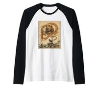 Japanese Art Bloodhound Dragon Retro Great Wave Vintage Dog Raglan Baseball Tee