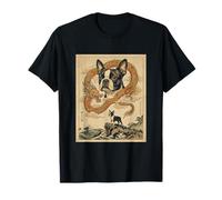 Japanese Art Boston Terrier Retro Great Wave Boston Terrier T-Shirt
