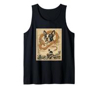 Japanese Art Boston Terrier Retro Great Wave Boston Terrier Tank Top